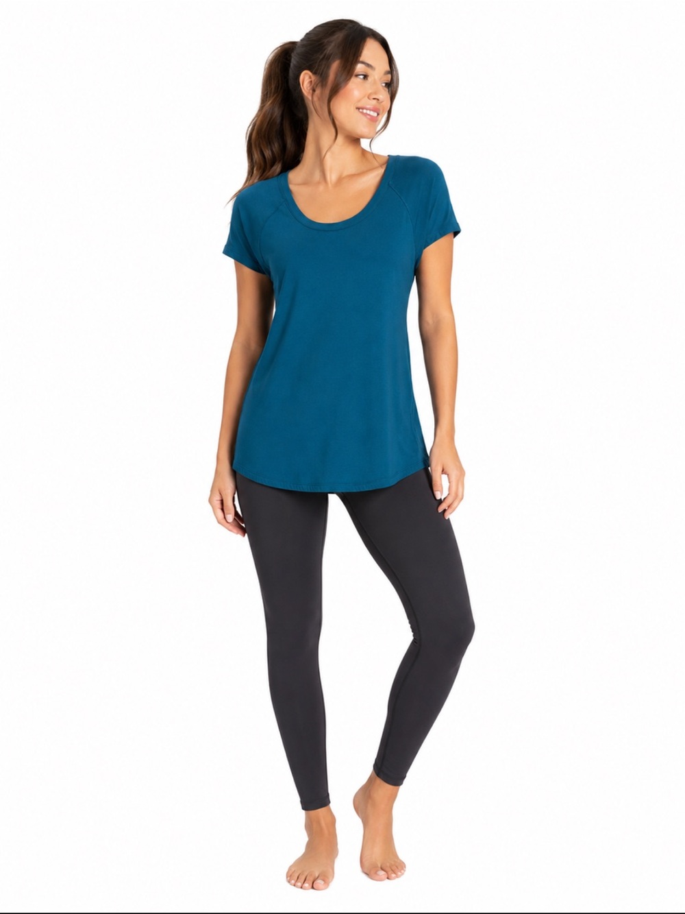 Calia by Carrie Underwood Teal Yoga Tee Tunic Top Size Large Athleisure Workout